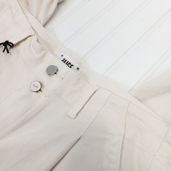 PAIGE Pleated Mayslie Double Button Skinny Jeans Size 32 - Picture 9 of 13